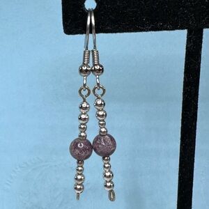 Sterling Silver and Purple Lepidolite Beaded Earrings by Shanstones